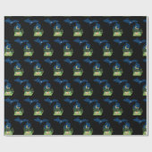 ミシガンキャンプアンダーザスターズブラック ラッピングペーパー (フラット)