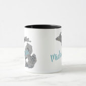 ミシガングレーブルーポピーズフローラルパターン マグカップ (中央)