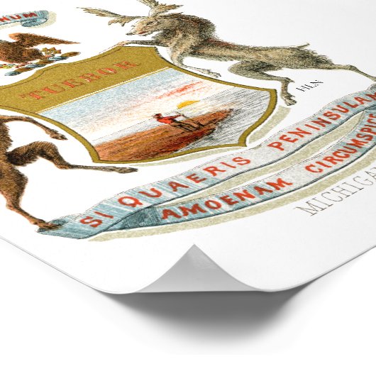 ミシガンコートオブアームズ ポスター (角)