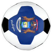 ミシガンサッカー・ミシガン州旗/米国スポーツ サッカーボール (回転)