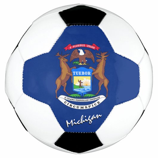 ミシガンサッカー・ミシガン州旗/米国スポーツ サッカーボール (正面)