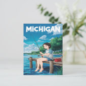 ミシガンサマー魚釣りアドベンチャー ポストカード (スタンド正面)