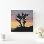 ミシガンサンセット湖 スクエア壁時計 (ホーム)