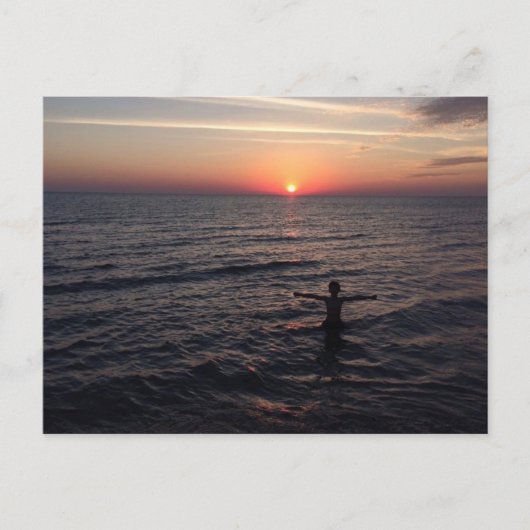 ミシガンサンセット湖 ポストカード (正面)