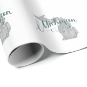 ミシガンシェイプヴィンテージグレータイポグラフィ文字 ラッピングペーパー (ロールコーナー)