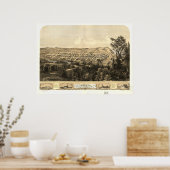 ミシガンシティインディアナ1868アンティークパノラママップ ポスター (キッチン)