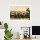 ミシガンシティインディアナ1868アンティークパノラママップ ポスター (ホームオフィス)