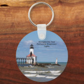 ミシガンシティイーストピア&バックライトキーチェーン キーホルダー (正面)