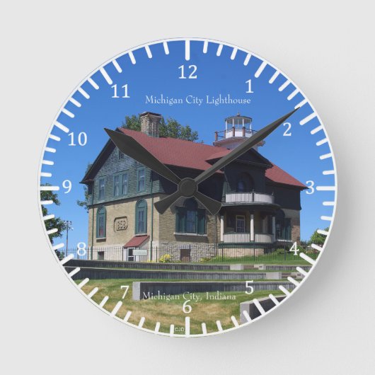 ミシガンシティライトハウスクロック ラウンド壁時計 (正面)