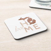 ミシガンシルエットとハートラブカッパー コースター (左側)