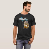 ミシガンシルエットとホーム&レイクフォト Tシャツ (正面フル)