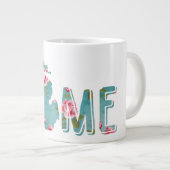 ミシガンズホーム | ピンクヴィンテージバラとアクア ジャンボコーヒーマグカップ (正面右)