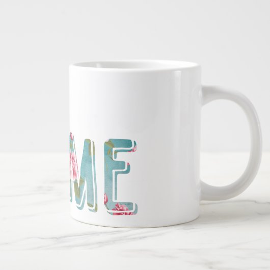 ミシガンズホーム | ピンクヴィンテージバラとアクア ジャンボコーヒーマグカップ (右)