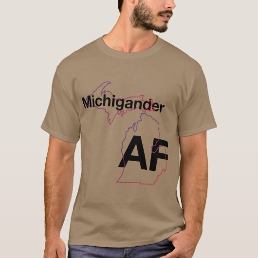ミシガンダー ミシガン州の地図 シンプルデザインTシャツ Tシャツ (正面)
