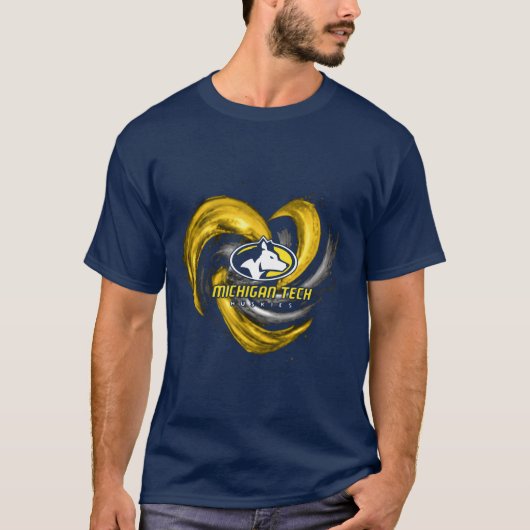ミシガンテクノロジー大学 動物 ハート ハスキー ビンテージ Tシャツ (正面)