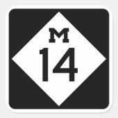 ミシガンハイウェイM-14サインスクエアステッカー スクエアシール (正面)