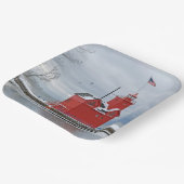 ミシガンビッグレッドライトハウスと冬の白鳥 ペーパープレート (傾斜あり)