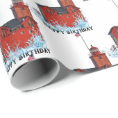 ミシガンビッグレッドライトハウス誕生日 ラッピングペーパー (ロールコーナー)