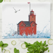 ミシガンビッグレッドライトハウス キッチンタオル (折り畳み)