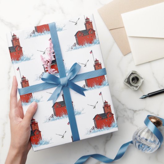 ミシガンビッグレッドライトハウス ラッピングペーパー (ギフト)