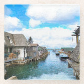 ミシガンフィッシュタウン絵画ズ ガラスコースター (正面)