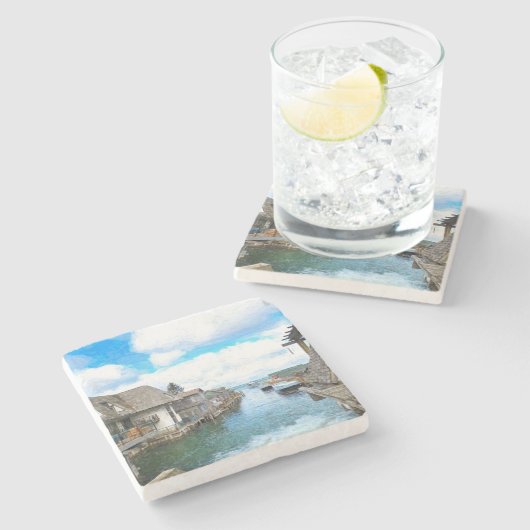 ミシガンフィッシュタウン絵画ズ ストーンコースター (横)