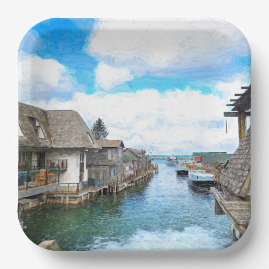 ミシガンフィッシュタウン絵画ズ ペーパープレート (正面)