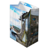 ミシガンフィッシュタウン絵画ズ ミディアムペーパーバッグ (正面アングル)