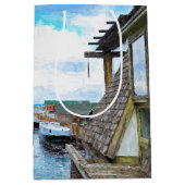 ミシガンフィッシュタウン絵画ズ ミディアムペーパーバッグ (正面)