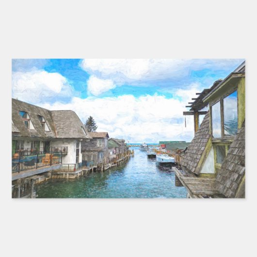 ミシガンフィッシュタウン絵画ズ 長方形シール (正面)