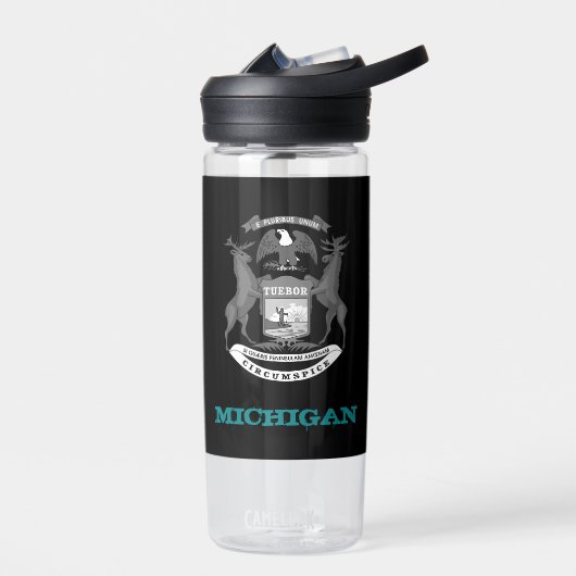 ミシガンフィットネスとミシガン州旗のコート ウォーターボトル (左面)