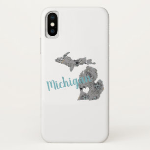 ミシガンフローラ塗りシルエット"ミシガン" iPhone X ケース