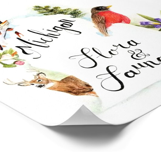 ミシガンフローラ・アンド・ファファファウナプリント ポスター (角)