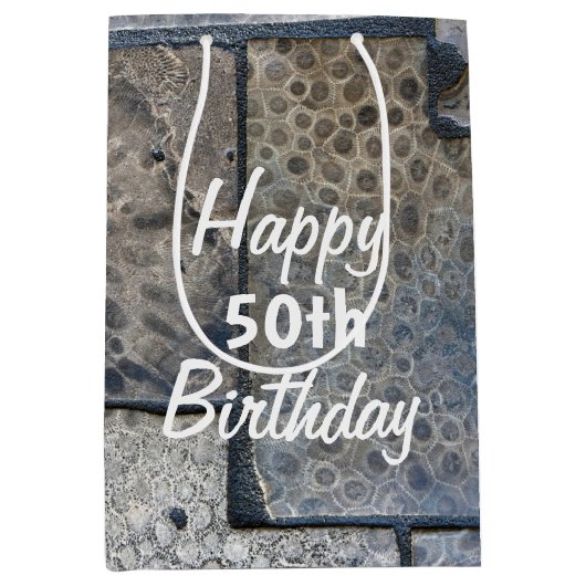 ミシガンペトスキーストーン50誕生日 ミディアムペーパーバッグ (正面)