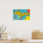 ミシガンペニンシュラ16x24の地図 ポスター (キッチン)