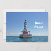 ミシガンホワイトショールライトハウスフォト誕生日 招待状 (正面)