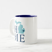 ミシガンホームアクアネイビーブルーカスタムシティハート ツートーンマグカップ (正面左)