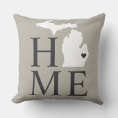 ミシガンホームグレイカスタムシティハート クッション (正面)