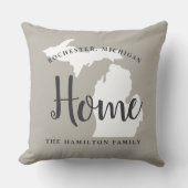 ミシガンホームグレイカスタムシティハート クッション (正面)