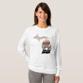 ミシガンホームスウィートホームタイポグラフィウィズハート Tシャツ (正面フル)