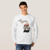 ミシガンホームスウィートホームタイポグラフィウィズハート Tシャツ (正面フル)