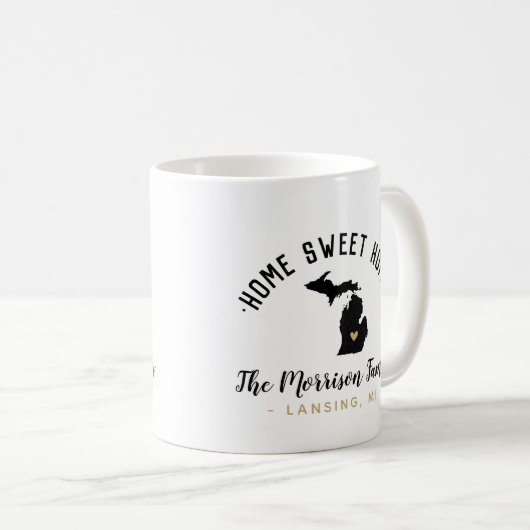 ミシガンホームスウィートホームファミリーモノグラムマグ コーヒーマグカップ (正面右)