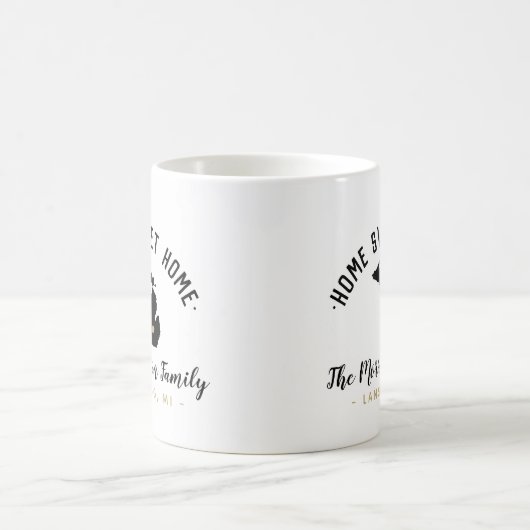 ミシガンホームスウィートホームファミリーモノグラムマグ コーヒーマグカップ (中央)