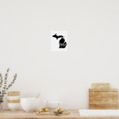 ミシガンホームスウィートホームブラックシルエット ポスター (キッチン)