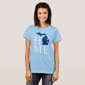 ミシガンホームネイビーブルーカスタムハートシティマーカー Tシャツ (正面フル)