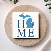 ミシガンホームブルーアンドネイビーカスタムシティハート ストーンコースター