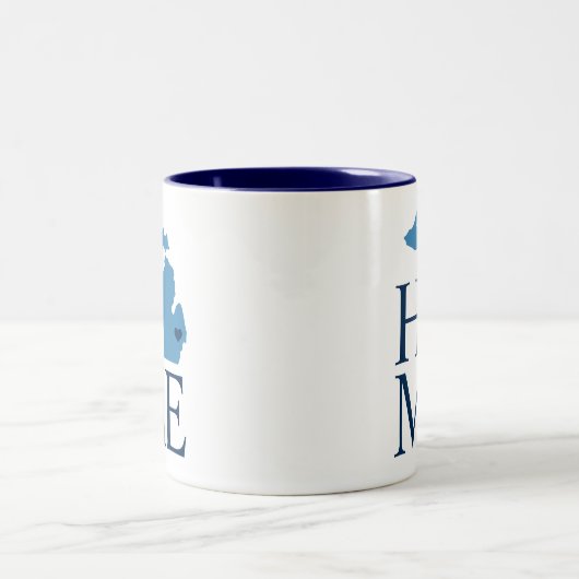 ミシガンホームブルーアンドネイビーカスタムシティハート ツートーンマグカップ (中央)