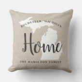 ミシガンホームベージュアンドグレーカスタムシティハート クッション (正面)