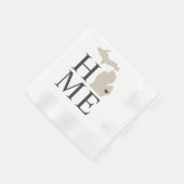 ミシガンホームベージュアンドグレーカスタムシティハート 縁ありカクテルナプキン (角)