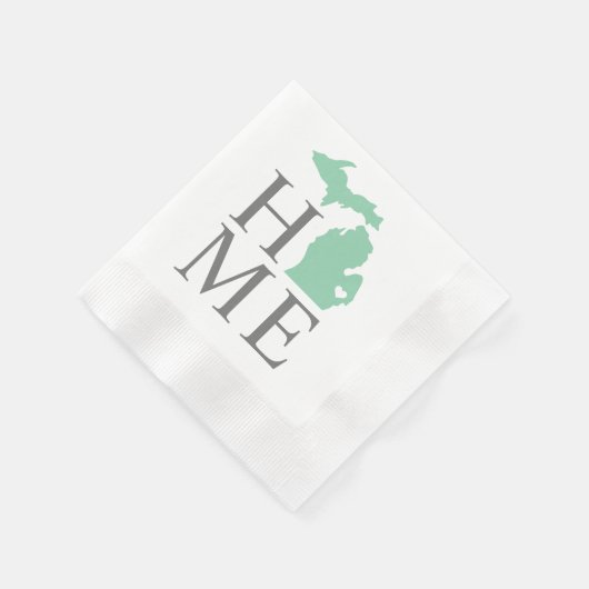 ミシガンホームミントグリーンカスタムシティハート 縁ありカクテルナプキン (角)